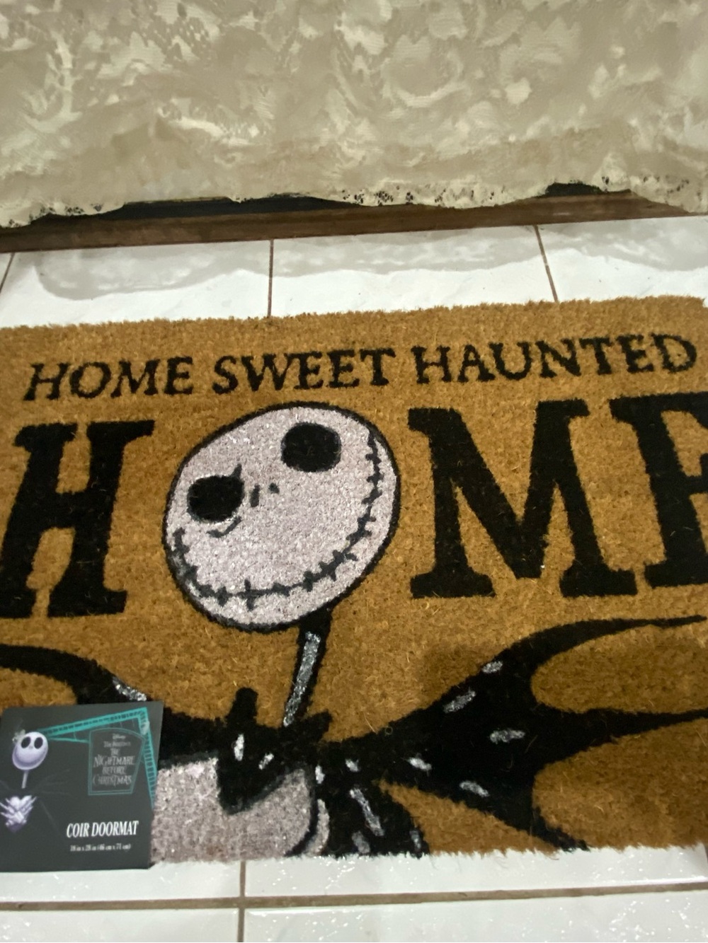 Home Sweet Haunted Jack Skellington Coir Doormat - Brown/Black